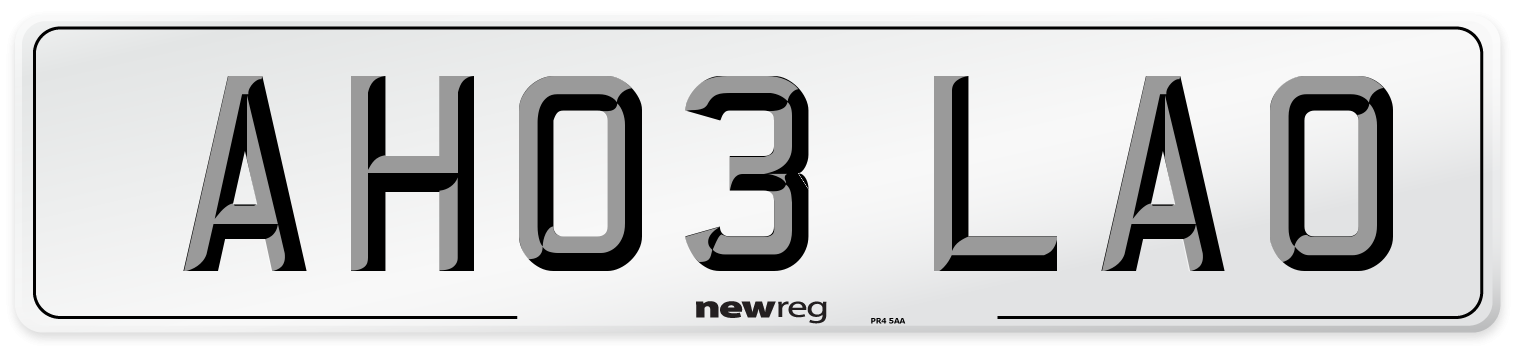 AH03 LAO Number Plate from New Reg